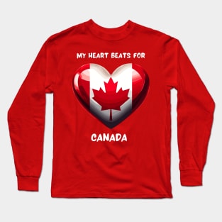 My Heart Beats For Canada Flag Long Sleeve T-Shirt